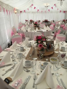 wooden hearts on wedding table 2