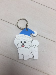 bichon frise chrsitmas keyring