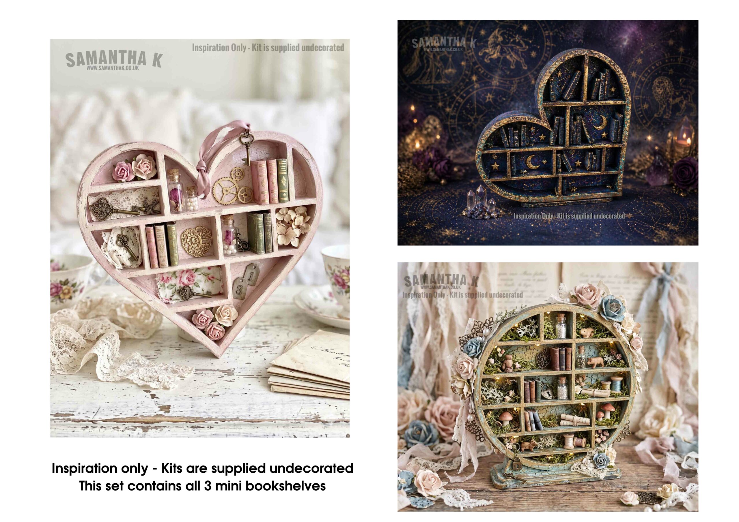 all 3 book shelves decorated