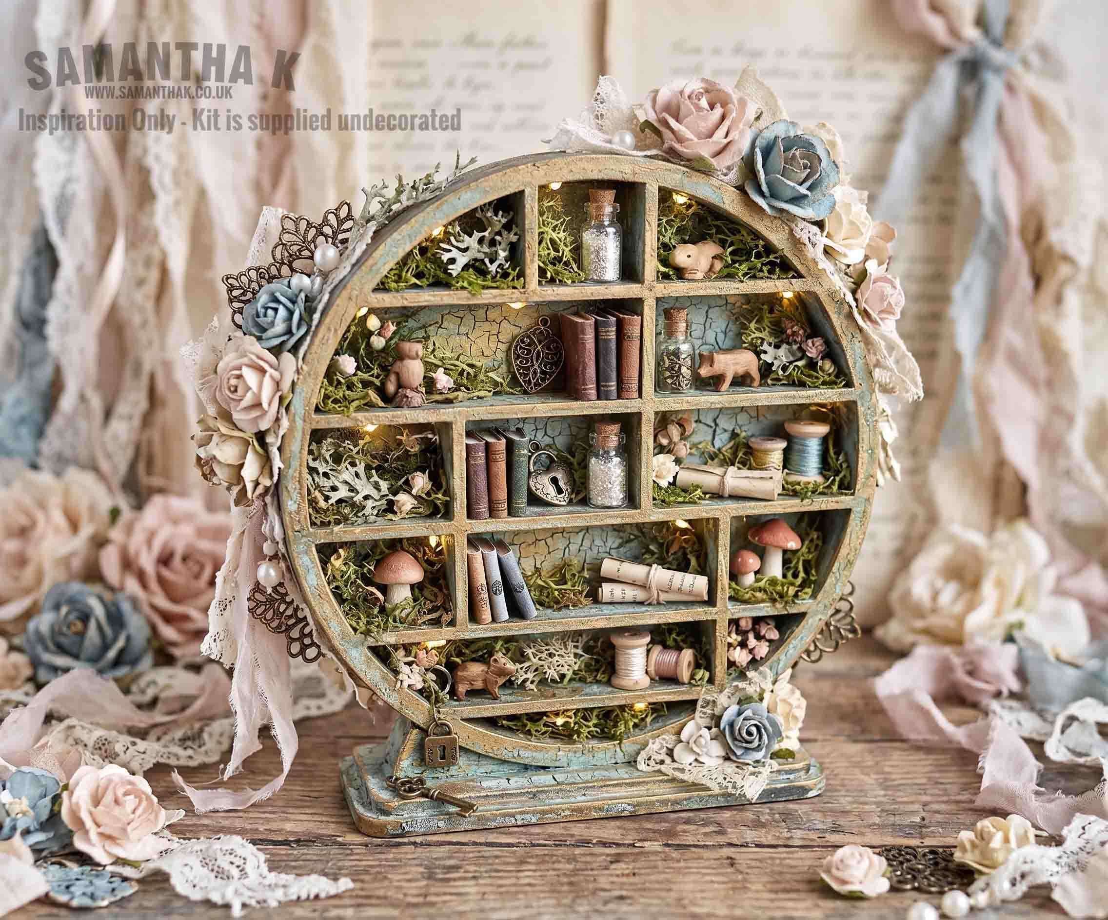 circle book shelf fairy decorated w