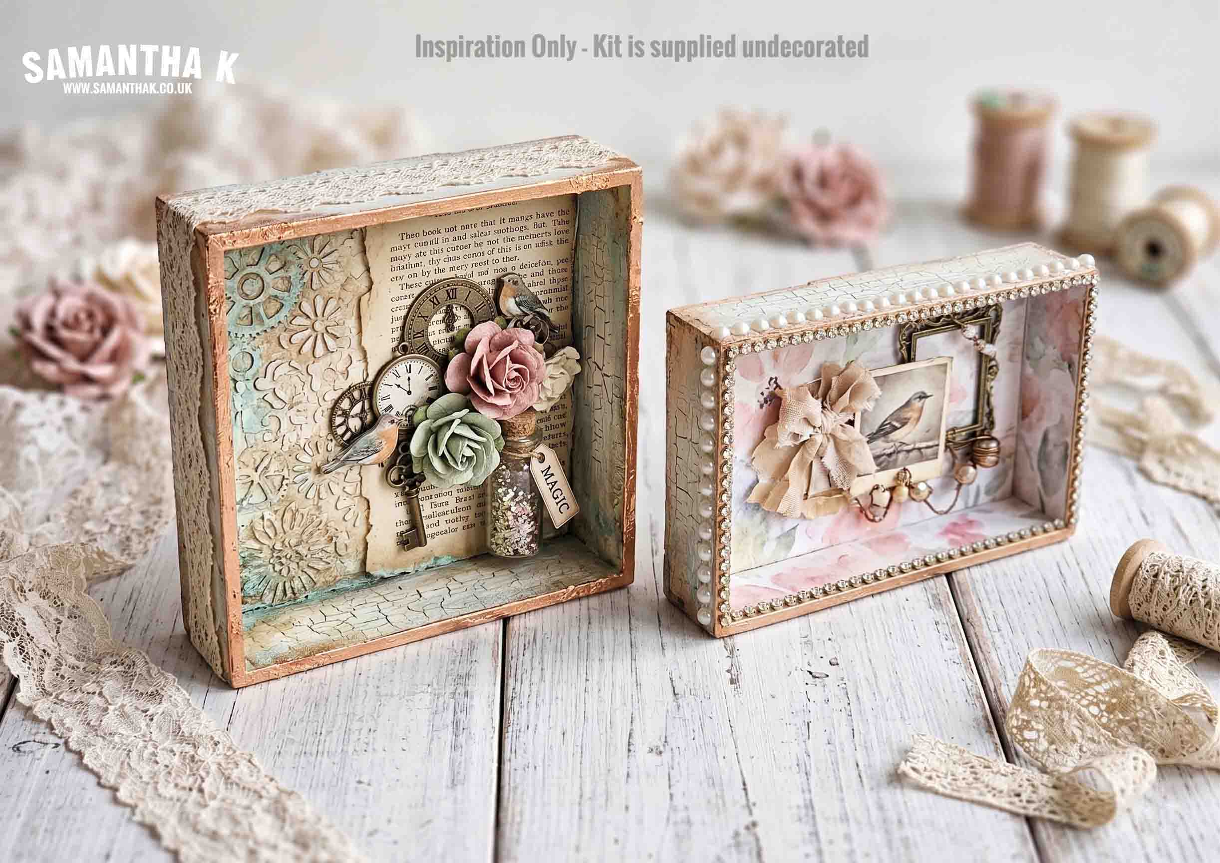shadow boxes decorated w